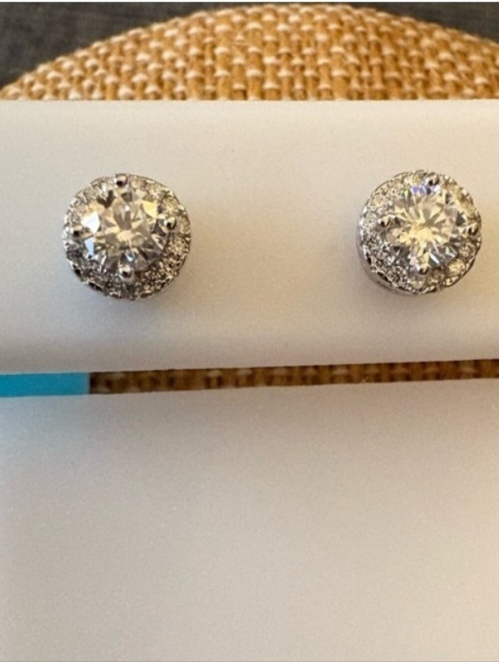 NWT Solid Sterling Silver .59 Carat VVSD Moissanite Halo Earrings